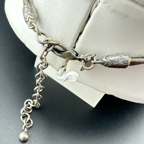 Chico's Blue Green Enamel Pendant 3 Strand Leather Cord Necklace - Picture 3 of 3